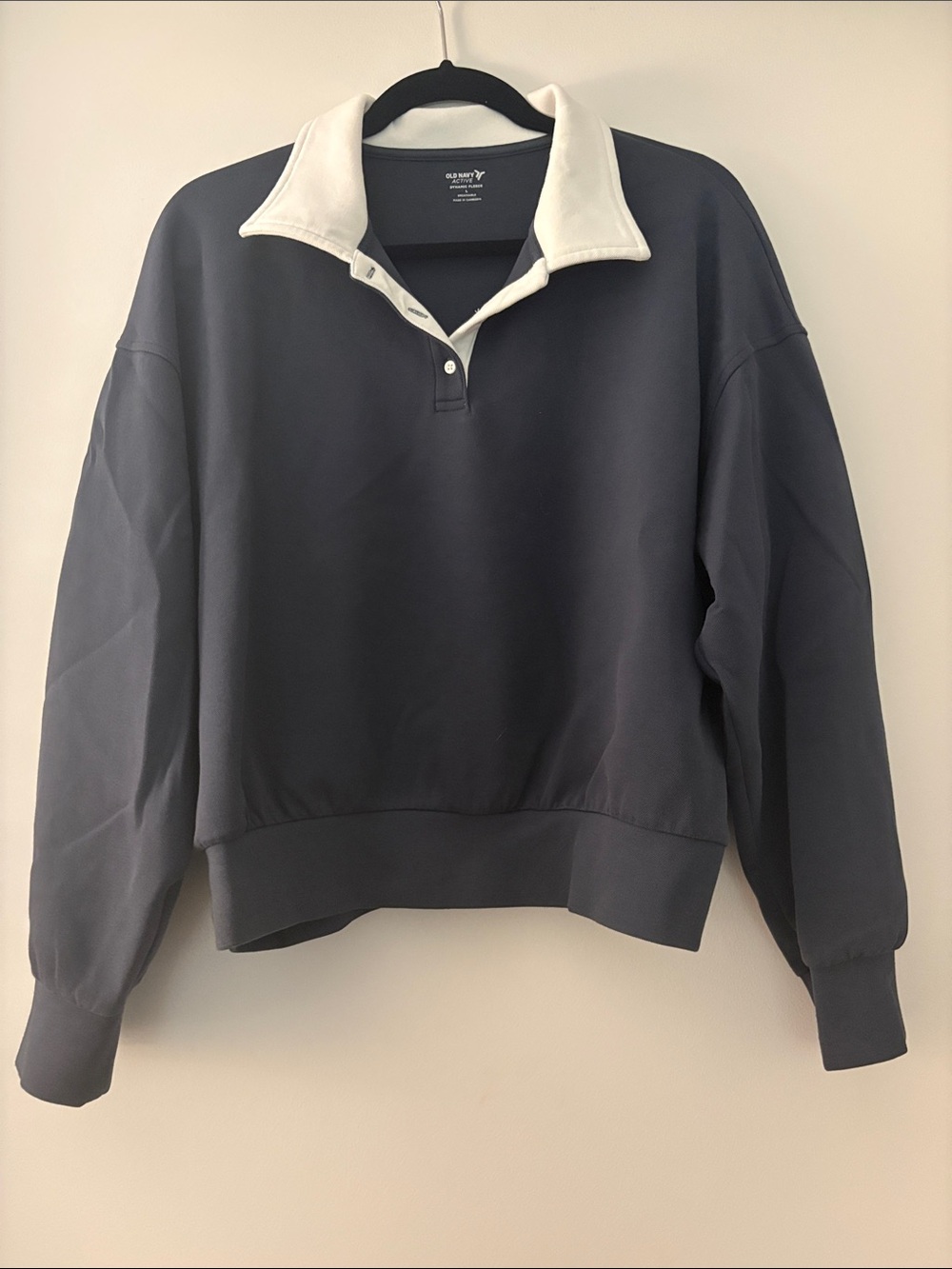 Old Navy Navy and White Pullover Rugby Sweatshirt